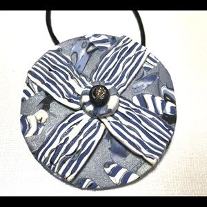 BOHO Handcrafted 3” Pendant Blues, Grey and white